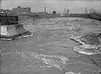 Ice jam in Don River north of Keating St. view looking north from old G.T.R. Bridge, Toronto, Ont Feb. 26, 1918