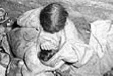 [Kablu breastfeeding Kaibyak in her "amautik".] 1949-1950