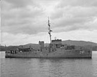 Three-quarters starboard bow view of patrol boat 207 H.M.C.S. MACDONALD 4 Sept. 1942'