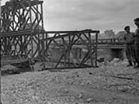 Photo of damaged Bailey Bridge by German bombs 29-Jul-44
