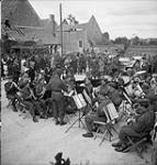 Band of the 2nd Canadian Infantry Division playing during Bastille Day celebrations, Caen, France, 13 July 1944 July 13, 1944.