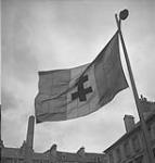 Free French flag flying in city square 11-Jul-44