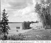 Lake Waskesiu and the highway in Prince Albert National Park c.a. 1945
