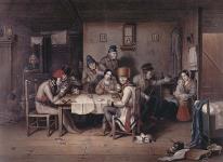 Habitants canadien français jouant aux cartes 1848