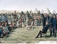 Poundmaker rendant les armes au major-général Middleton à Battleford (Saskatchewan), le 26 mai 1885 1887