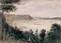 Le cap Diamant et l'Anse au Foulon, à Québec, vus de la pointe à Pizeau ca. 1838
