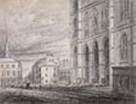 Place d'Armes et la cathédrale pendant le défilé de la Fête Dieu, Montréal 1840 1840