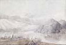 Un canot de l'expédition de terre du Nord chassant le renne sur le lac Little Marten 1820