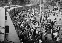 Japanese-Canadians being relocated to camps in the interior of British Columbia c.a. 1942