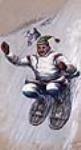 Homme glissant sur une pente avec ses raquettes 1884