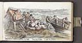 traversant la rivière Saskatchewan par bateau 14 July 1862