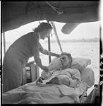 Company Sargeant Major F.E. Turner of Picton, Ontario recovering from sniper wounds at Hospital in Souse, Tunisia 28 July 1943