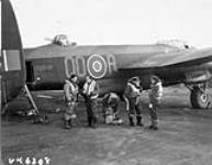 Unidentified aircrew with Avro Lancaster B.II aircraft DS848 QO:R of No. 432 (Leaside) Squadron, RCAF [graphic material] 1944