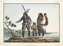 Famille d'Indiens cris à la chasse à Fort York, dessinée d'après nature 1821