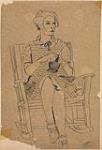 Woman sitting on rocking chair knitting 1929-1942