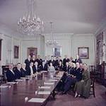 Queen Elizabeth and Prince Philip meeting with the Privy Council at Government House, Oct. 14, 1957. Ottawa, Ontario.  14 octobre 1957.