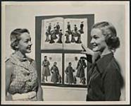 [Fashion models compare fashions across time in Simpson's catalogues] 1953