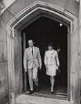 Nancy Greene and Prime Minister P.E. Trudeau leaving the Parliament Buildings 1968