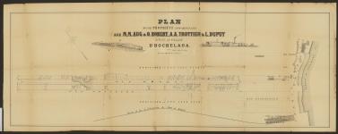 Plan d'une propriété appartenant aux Mm. Aug. & O. Robert, A.A. Trottier & L. Dupuy, située au village d'Hochelaga [document cartographique] Burland, Lafricain & Cie. Lith. [1880].
