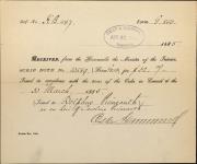 PRIMEAULT, Dolphus (Heir of Caroline Primeault) - Scrip number 10589 - Amount 32.00$ 31 August 1885