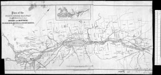 Plan of the North Shore Railway shewing the connection between the cities of Quebec and Montreal, The Grand Trunk, Montreal and Bytown Railways. James N. Gildea, M.I.C.E., Engineer in Chief, November 1853. [cartographic material] 1853