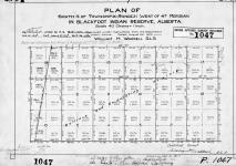 Tr. 7. Plan of south 1/2 of Township 20, Range 21, West of 4th Meridian, in Blackfoot Indian Reserve, Alberta. Surveyed under instructions from the Department of Indian Affairs. Dated August 24, 1910. William H. Waddell, D.L.S.... [Additions to 1958/Additions jusqu'en 1958]