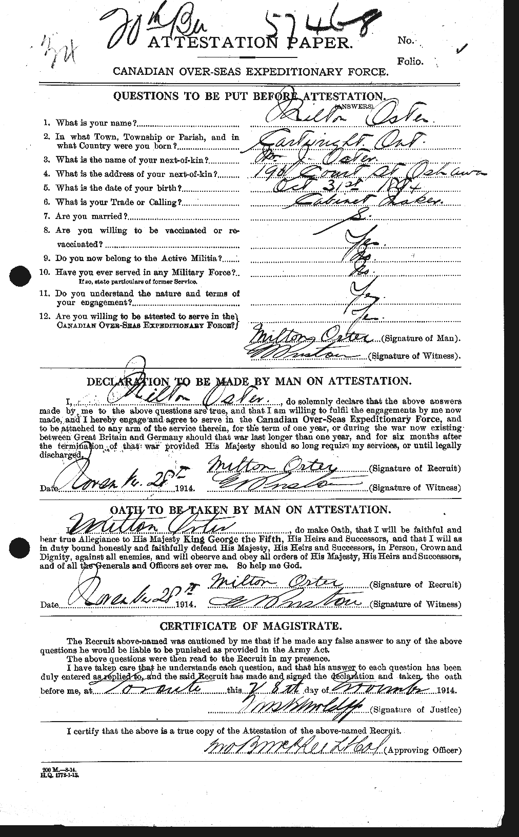 OSTER, MILTON 1894-10-31