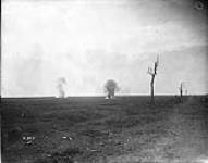 Two gas shells exploding near Canadian Lines. October, 1916  October, 1916.