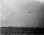 Shells bursting during an attack by Canadian troops  September, 1916.