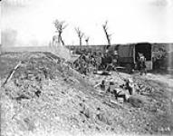 60 pounder in action along side Arras-Cambrai road. Advance East of Arras. August, 1918  August, 1918.