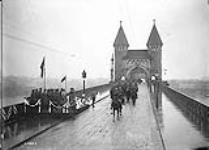Canadian Light Horse passing Saluting Base on Bonn Bridge. December, 1918  Dec., 1918