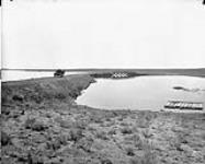 Bridge across Reservoir near McIllroy's, [Western Irrigation Block] - (No.) 34 (C.P.R. (Canadian Pacific Railway)) 1868-1923