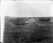 Head Gates at end of big reservoir. [Western Irrigation Block] - (No.) 33 (C.P.R. (Canadian Pacific Railway)) 1868-1923
