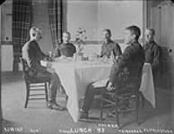 "Lunch '93". Left to right: H.J. Woodside, Capt. T.D.B. Evans, Hosmer, Thibodeau, Elphinstone. 1893