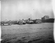 Cunard dock S.S. CORONIA in New York. 1910