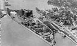 An aeroplane view of Port Dalhousie, Ontario, showing harbour and locks. 1920