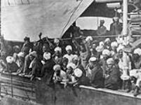 Indian immigrants on board the KOMAGATA MARU in English Bay, Vancouver,British Columbia. 1914. 1914