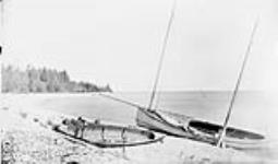 Boat PTERODACTYL on beach, Outer Sturgeon Island, Lake Winnipeg, Man., 1890 1890