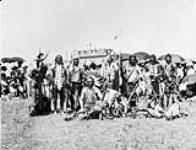 First Nations men in traditional regalia, Fort Macleod (formerly Macleod), Alberta 