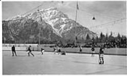 Hockey game [during the] Banff Winter Carnival, Banff National Park, [Alta.], 1923