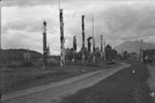 Totem poles in Kitwanga - Skeena River 1948