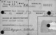 Back of Sutekichi Miyagawa's internment identification card issued by the Canadian Government in compliance with Order-in-Council P.C. 117. 12 Mar. 1941