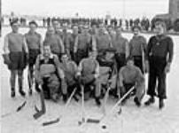 [Prisoner's hockey team, Directorate of Internment Operations, Camp 132, Medicine Hat, Alta., 25 February 1946.]. 25 Feb. 1946