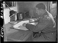 Major General E.L.M. Burns, Officer of the Order of the British Empire, Military Cross, at Corps Headquarters. 18 Mar. 1944