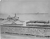 Market Battery; Steamer WATERTOWN on upper side of wharf. ca. 1865