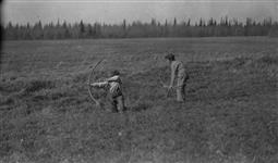 Boys hunting horned larks. 1915