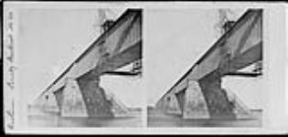 Victoria Bridge near completion. Lower view from river bank. ca. 1860