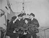 Naval personnel aboard the frigate H.M.C.S. CAPILANO, Londonderry, Northern Ireland, December 1944. December 1944.