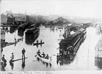 Inondation de l'ancienne gare Bonaventure de la Grand Trunk Railway 1886