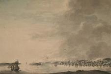 Vue de la partie nord de la ville d'Halifax (Nouvelle-Écosse), y compris le chantier naval, le bassin du port et la ville de Dartmouth 1793